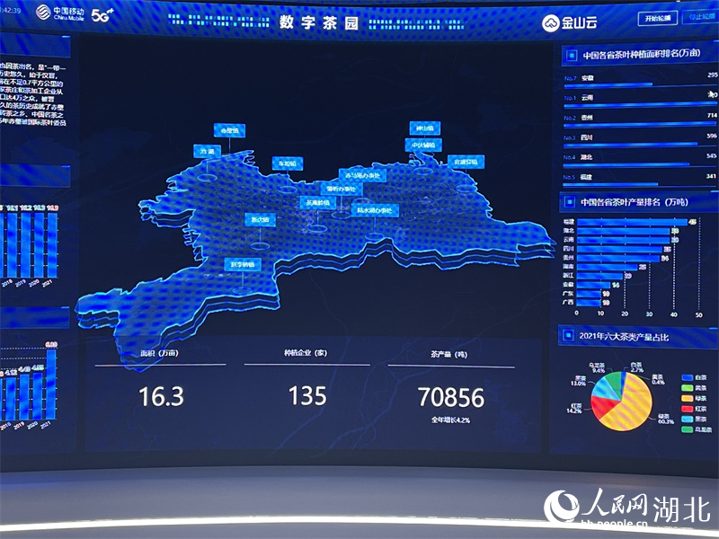 數(shù)字茶園監(jiān)測平臺。人民網(wǎng) 關(guān)喜艷攝
