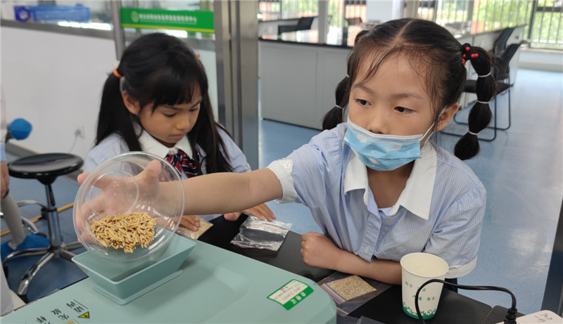 小學(xué)生走進湖北省糧油食品質(zhì)量監(jiān)督檢測中心。