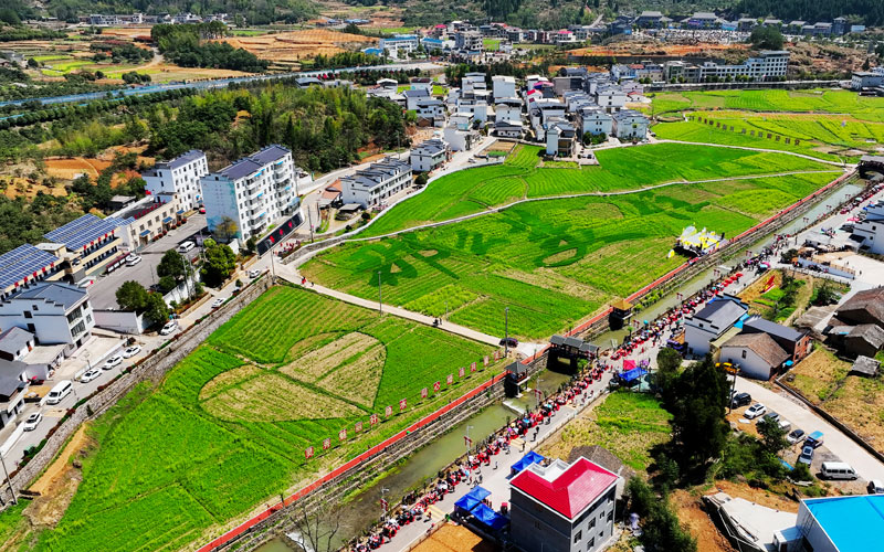 萬名游客聚集通山縣大畈鎮(zhèn)隱水村 。周建軍攝